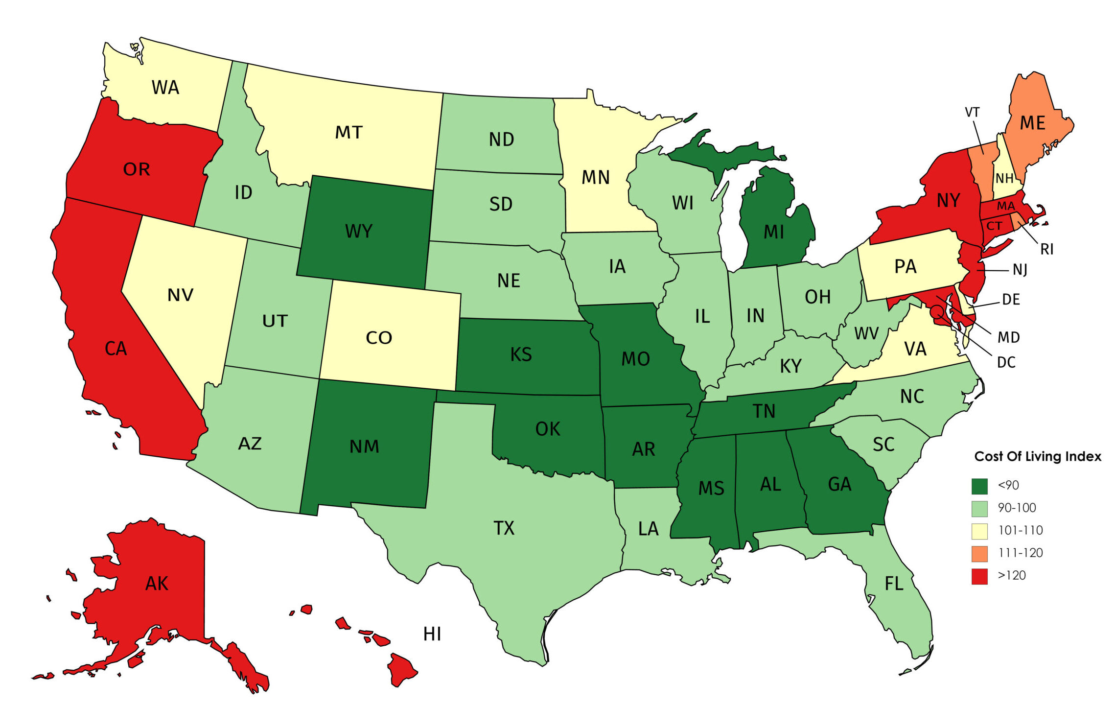 State By State Comparison Where Should You Retire   Cost Of Living Index Scaled E1612212741748 